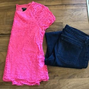 J. Crew Hot Pink Lace Top - size 4